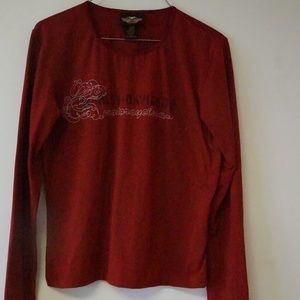 Harley Davidsion Long Sleeve Tee Dark Orange Sz L